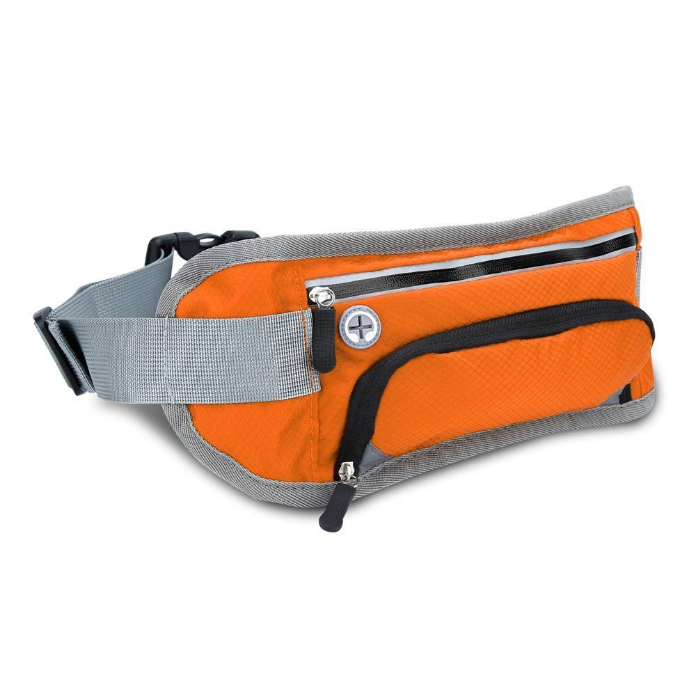 Cadorabo Sport Trinkflaschen Bauchtasche mit Reflektor in HONIG ORANGE - Längenverstellbare Wasserdichte Reflektierende Hüfttasche