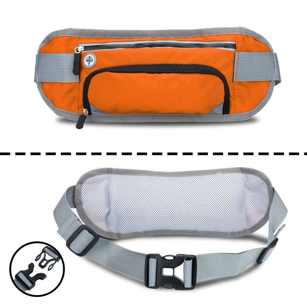 Cadorabo Sport Trinkflaschen Bauchtasche mit Reflektor in HONIG ORANGE - Längenverstellbare Wasserdichte Reflektierende Hüfttasche