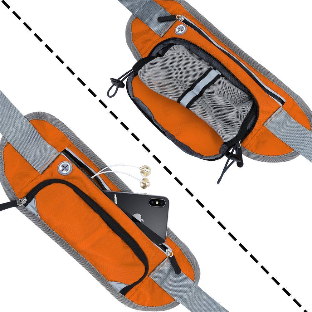 Cadorabo Sport Trinkflaschen Bauchtasche mit Reflektor in HONIG ORANGE - Längenverstellbare Wasserdichte Reflektierende Hüfttasche