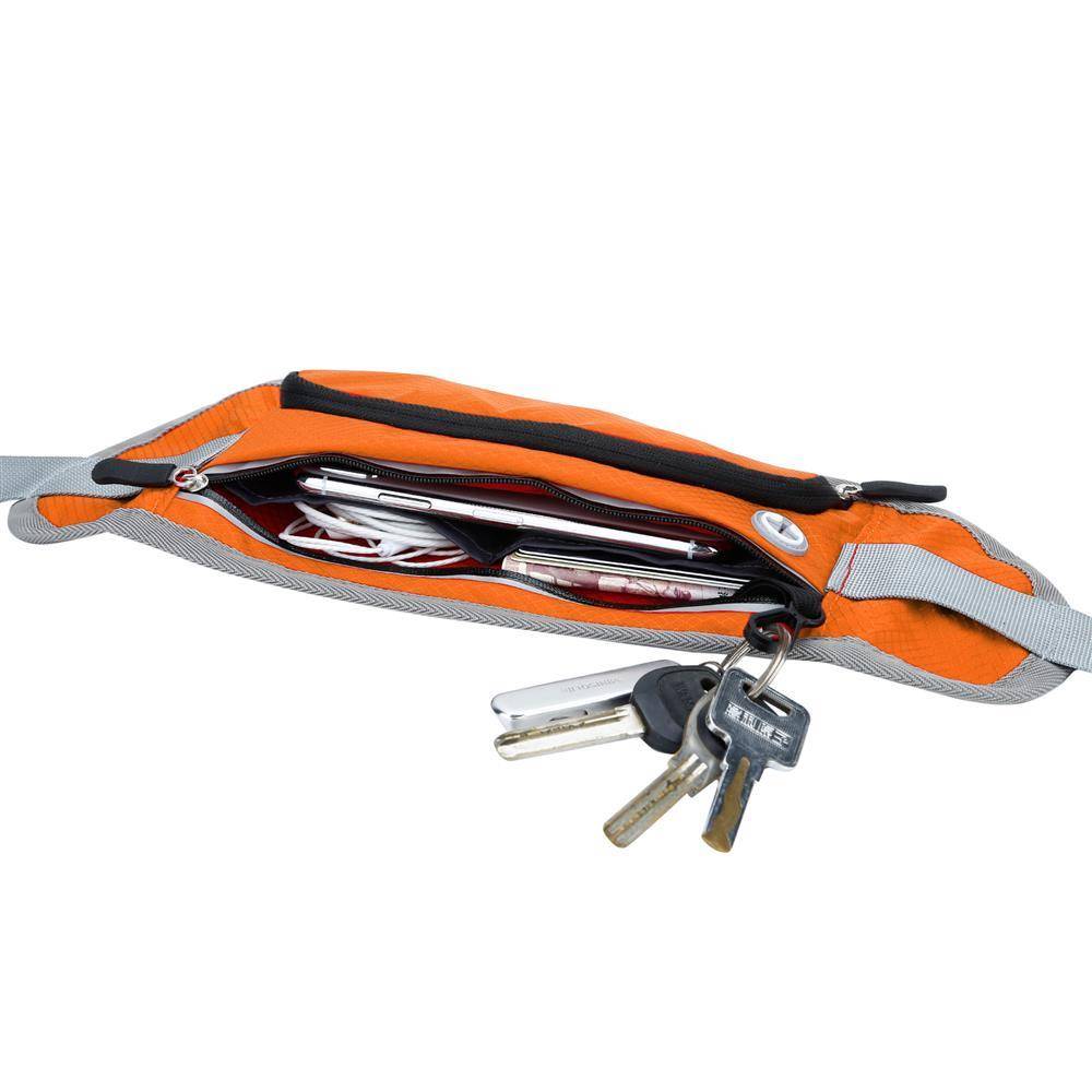 Cadorabo Sport Trinkflaschen Bauchtasche mit Reflektor in HONIG ORANGE - Längenverstellbare Wasserdichte Reflektierende Hüfttasche