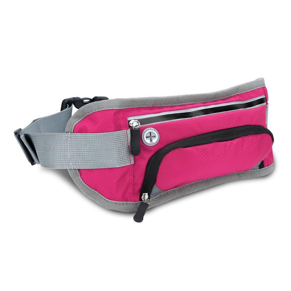 Cadorabo Sport Trinkflaschen Bauchtasche mit Reflektor in OLEANDER PINK - Längenverstellbare Wasserdichte Reflektierende Hüfttasche