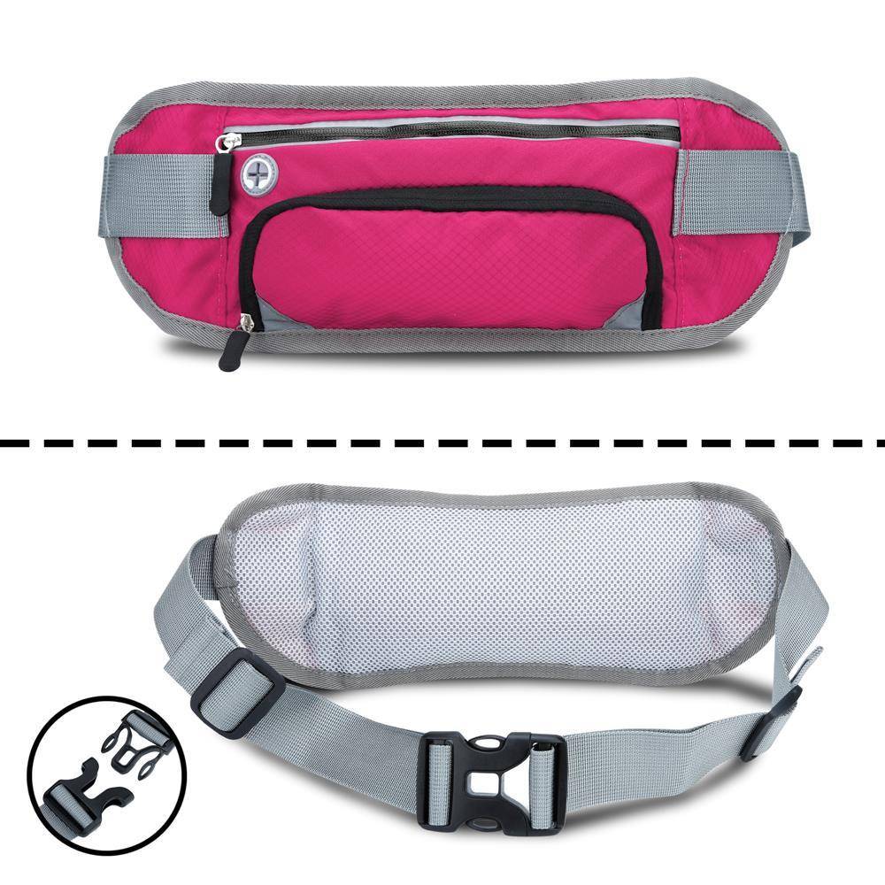 Cadorabo Sport Trinkflaschen Bauchtasche mit Reflektor in OLEANDER PINK - Längenverstellbare Wasserdichte Reflektierende Hüfttasche
