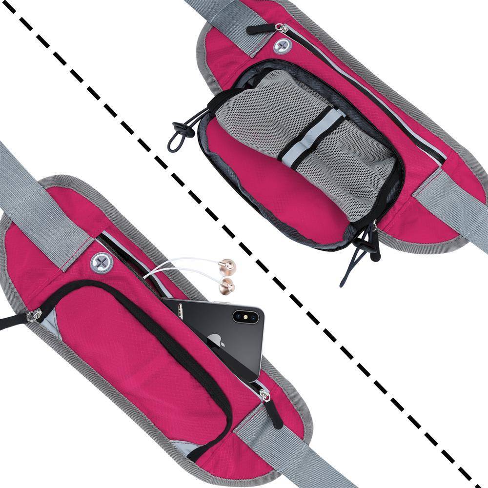 Cadorabo Sport Trinkflaschen Bauchtasche mit Reflektor in OLEANDER PINK - Längenverstellbare Wasserdichte Reflektierende Hüfttasche