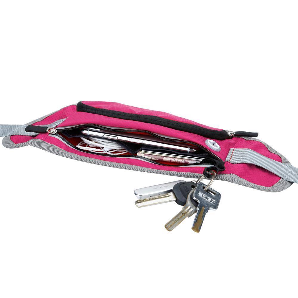 Cadorabo Sport Trinkflaschen Bauchtasche mit Reflektor in OLEANDER PINK - Längenverstellbare Wasserdichte Reflektierende Hüfttasche