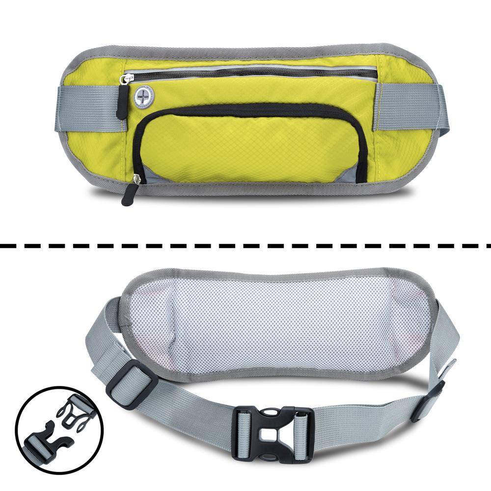 Cadorabo Sport Trinkflaschen Bauchtasche mit Reflektor in AHORN GRÜN - Längenverstellbare Wasserdichte Reflektierende Hüfttasche