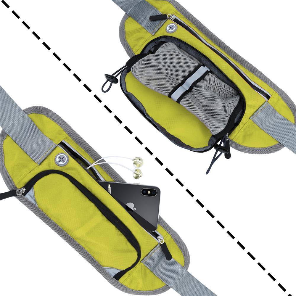 Cadorabo Sport Trinkflaschen Bauchtasche mit Reflektor in AHORN GRÜN - Längenverstellbare Wasserdichte Reflektierende Hüfttasche