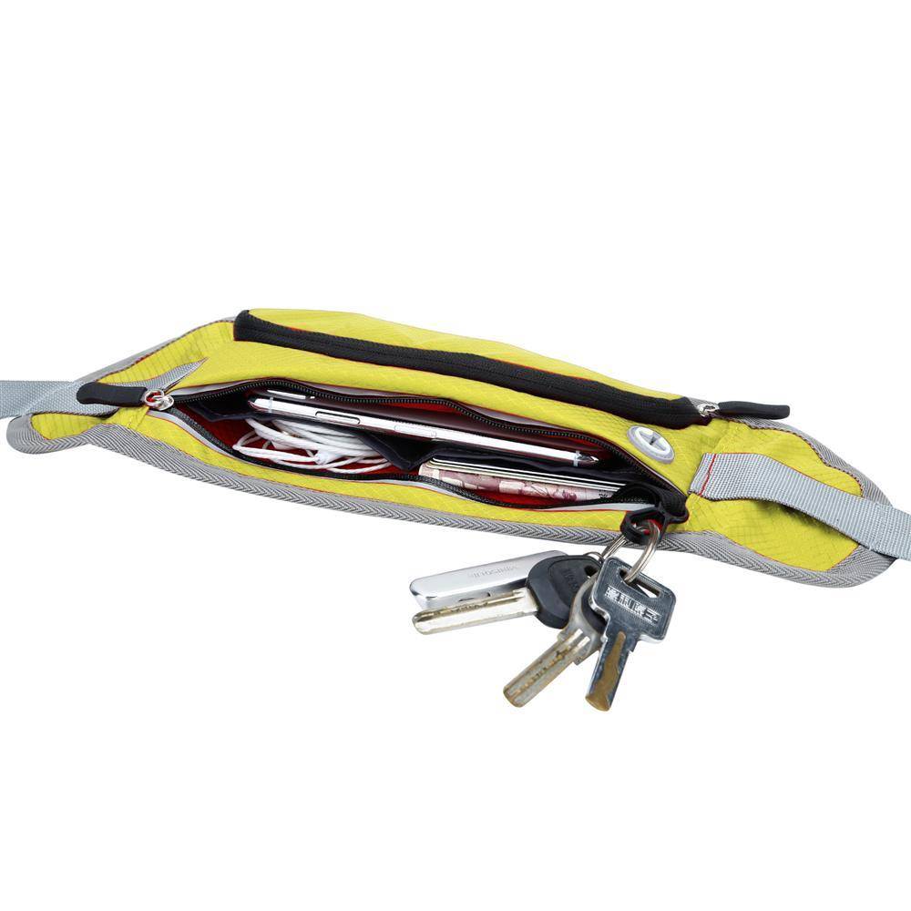 Cadorabo Sport Trinkflaschen Bauchtasche mit Reflektor in AHORN GRÜN - Längenverstellbare Wasserdichte Reflektierende Hüfttasche