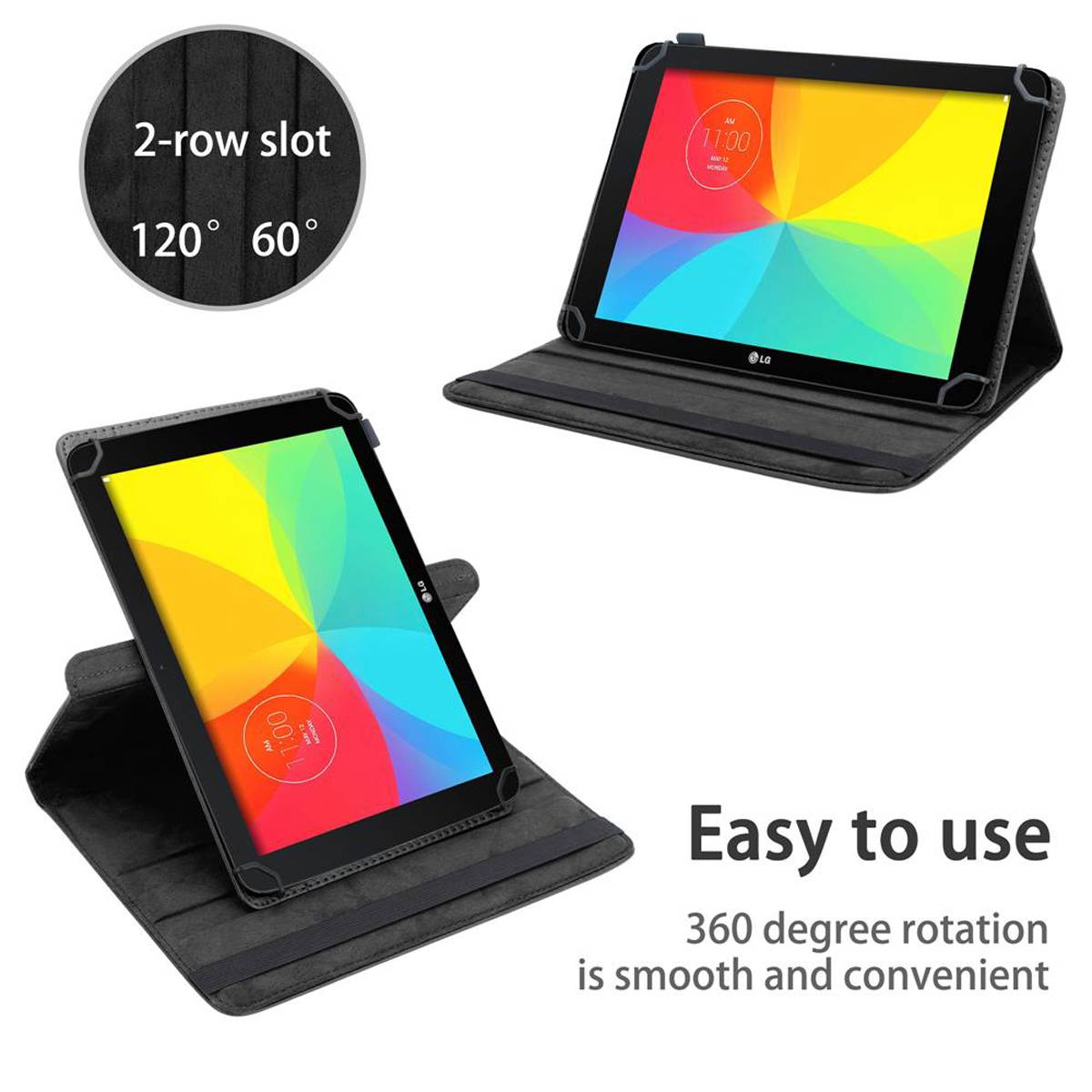 Cadorabo Hülle für LG G Pad 2 (10.1 Zoll) Schutzhülle in Schwarz 360 Grad Tablet Hülle Etui Cover Case