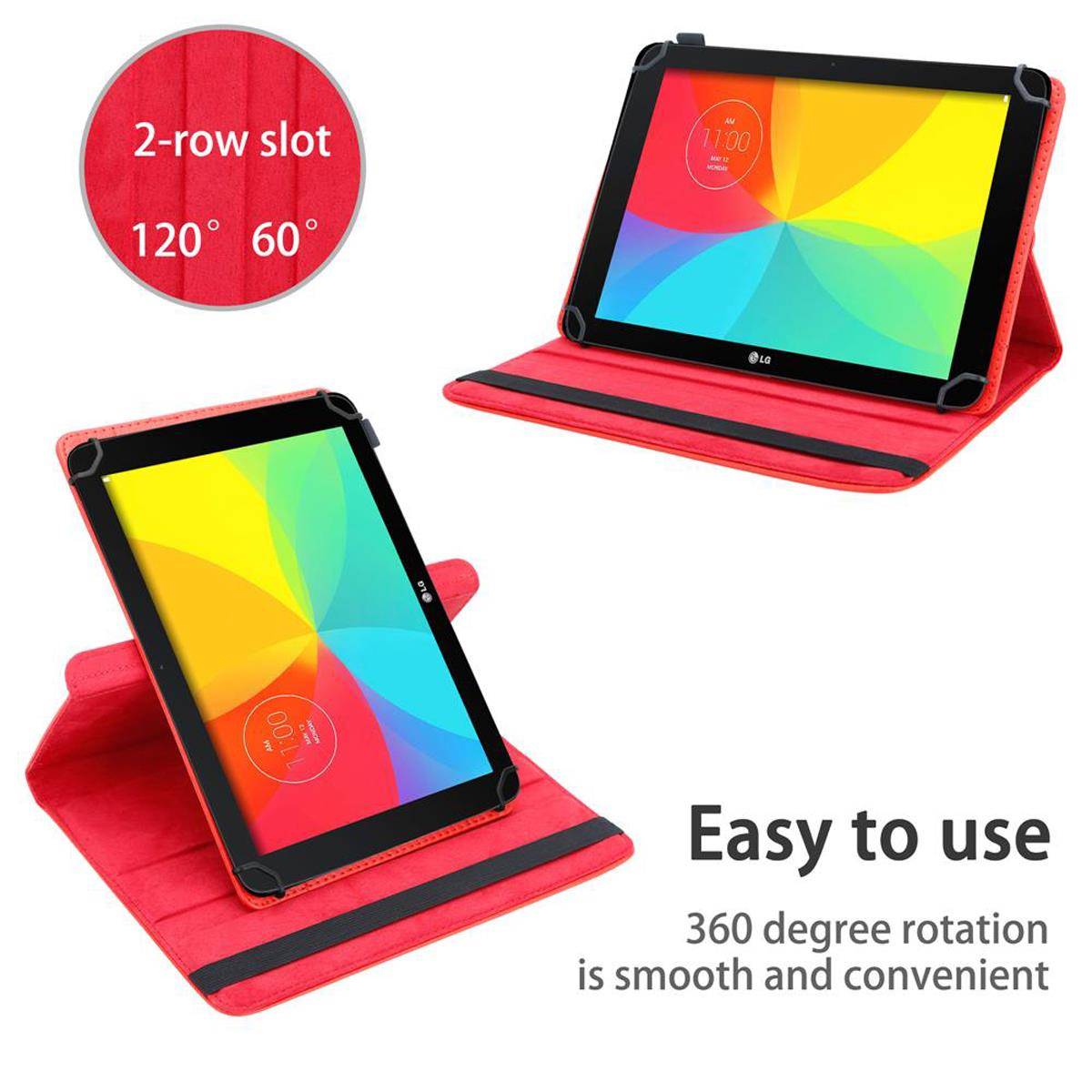 Cadorabo Hülle für LG G Pad 2 (10.1 Zoll) Schutzhülle in Rot 360 Grad Tablet Hülle Etui Cover Case