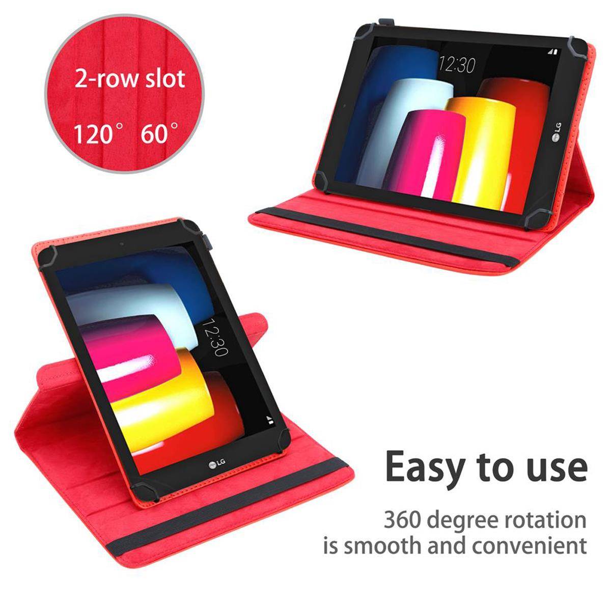 Cadorabo Hülle für LG G Pad IV (8.0 Zoll) Schutzhülle in Rot 360 Grad Tablet Hülle Etui Cover Case