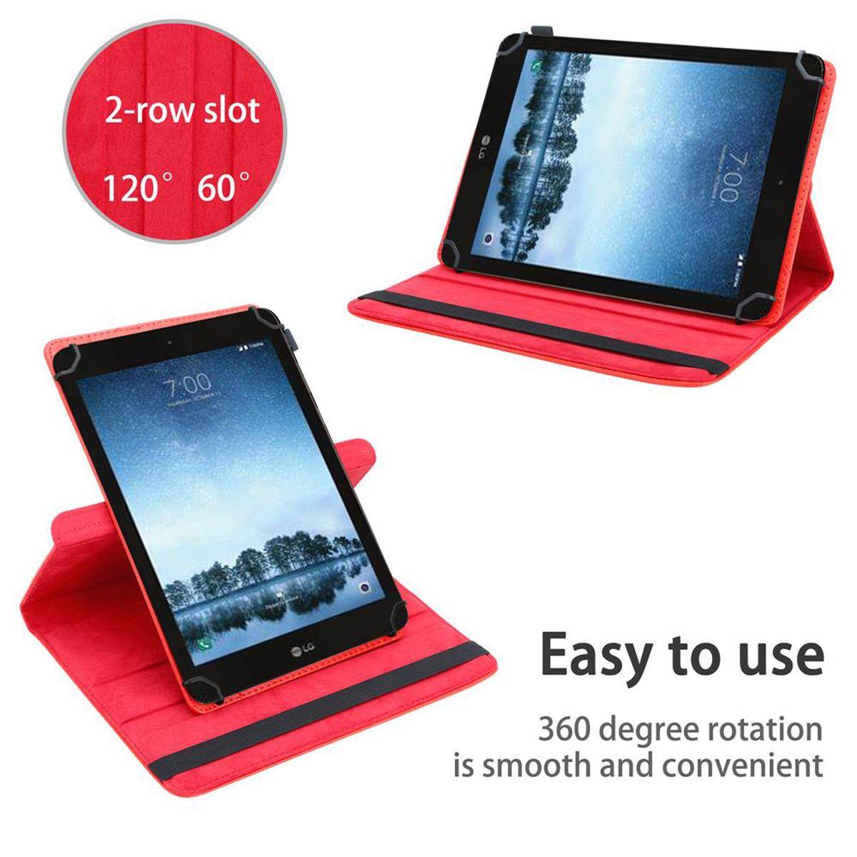 Cadorabo Hülle für LG G Pad F2 (8.0 Zoll) Schutzhülle in Rot 360 Grad Tablet Hülle Etui Cover Case