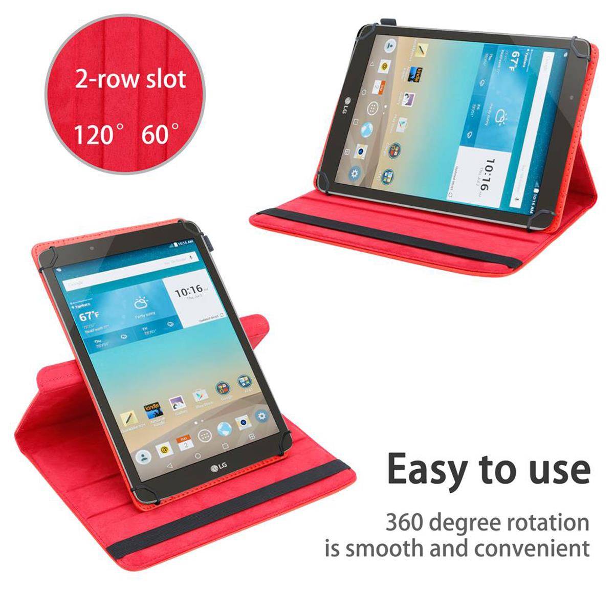 Cadorabo Hülle für LG G Pad F (8.0 Zoll) Schutzhülle in Rot 360 Grad Tablet Hülle Etui Cover Case