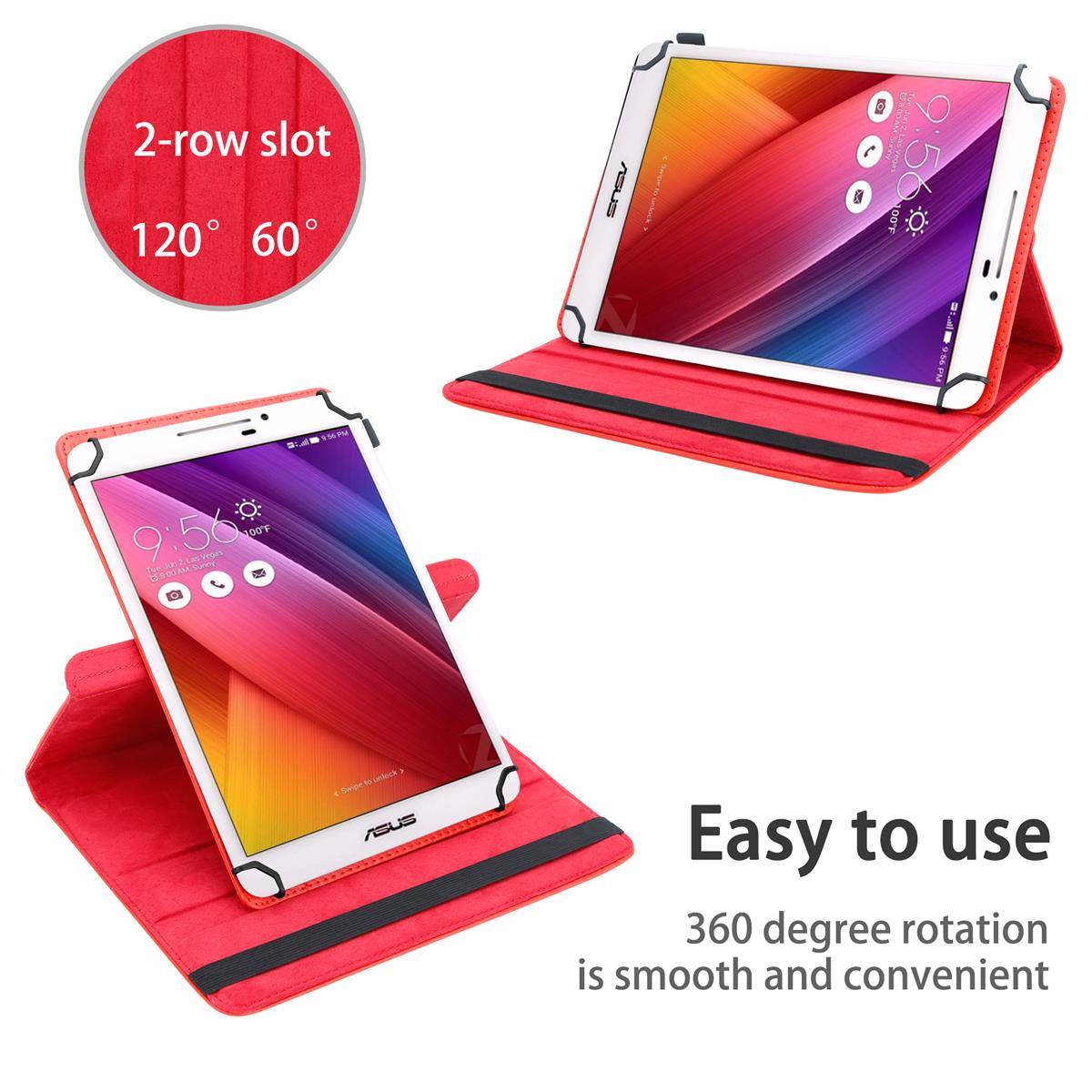 Cadorabo Hülle für Asus ZenPad 7.0 (7.0 Zoll) Schutzhülle in Rot 360 Grad Tablet Hülle Etui Cover Case