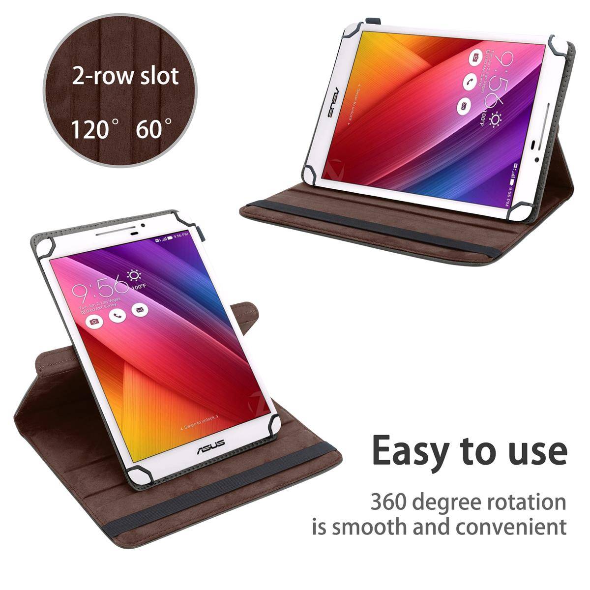 Cadorabo Hülle für Asus ZenPad 7.0 (7.0 Zoll) Schutzhülle in Braun 360 Grad Tablet Hülle Etui Cover Case