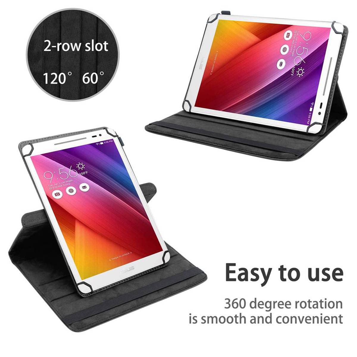 Cadorabo Hülle für Asus ZenPad 8.0 (8.0 Zoll) Schutzhülle in Schwarz 360 Grad Tablet Hülle Etui Cover Case