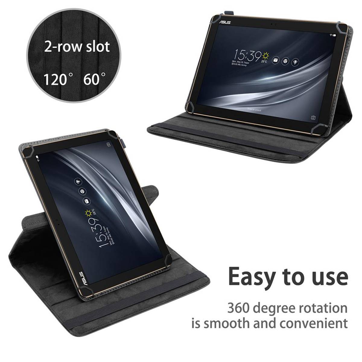 Cadorabo Hülle für Asus ZenPad 10 (10.1 Zoll) Schutzhülle in Schwarz 360 Grad Tablet Hülle Etui Cover Case