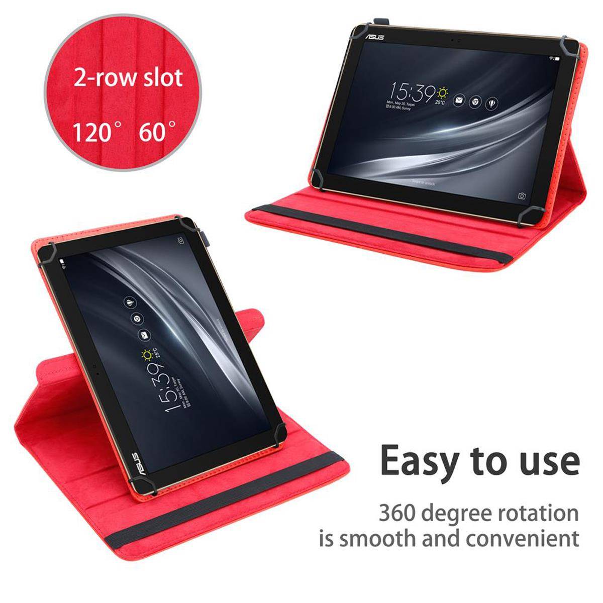 Cadorabo Hülle für Asus ZenPad 10 (10.1 Zoll) Schutzhülle in Rot 360 Grad Tablet Hülle Etui Cover Case