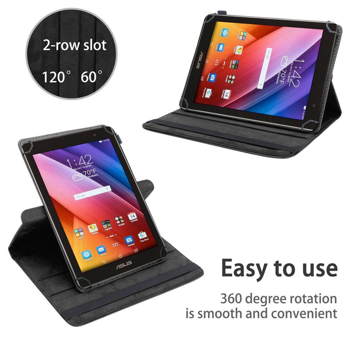 Cadorabo Hülle für Asus ZenPad C (7.0 Zoll) Schutzhülle in Schwarz 360 Grad Tablet Hülle Etui Cover Case
