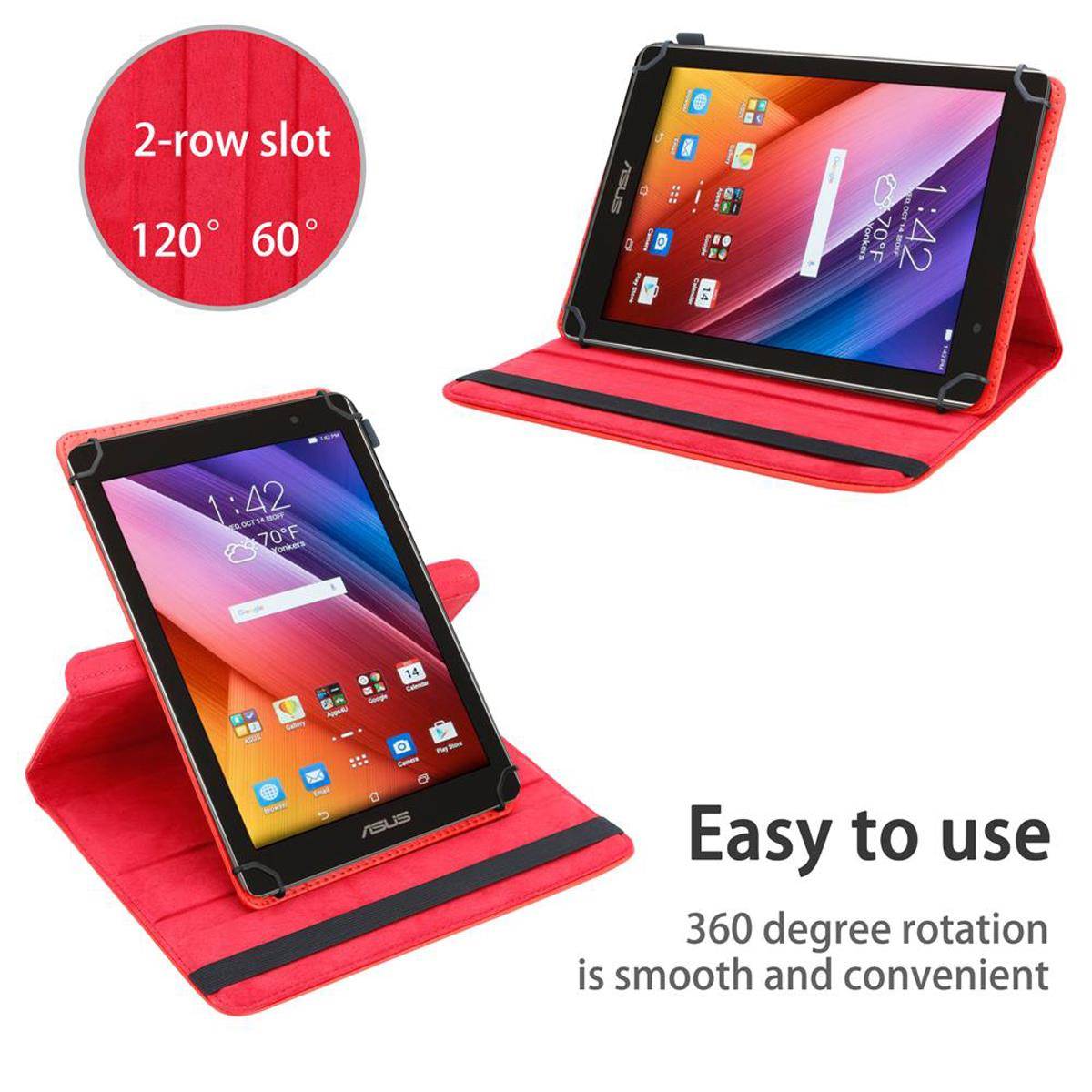 Cadorabo Hülle für Asus ZenPad C (7.0 Zoll) Schutzhülle in Rot 360 Grad Tablet Hülle Etui Cover Case