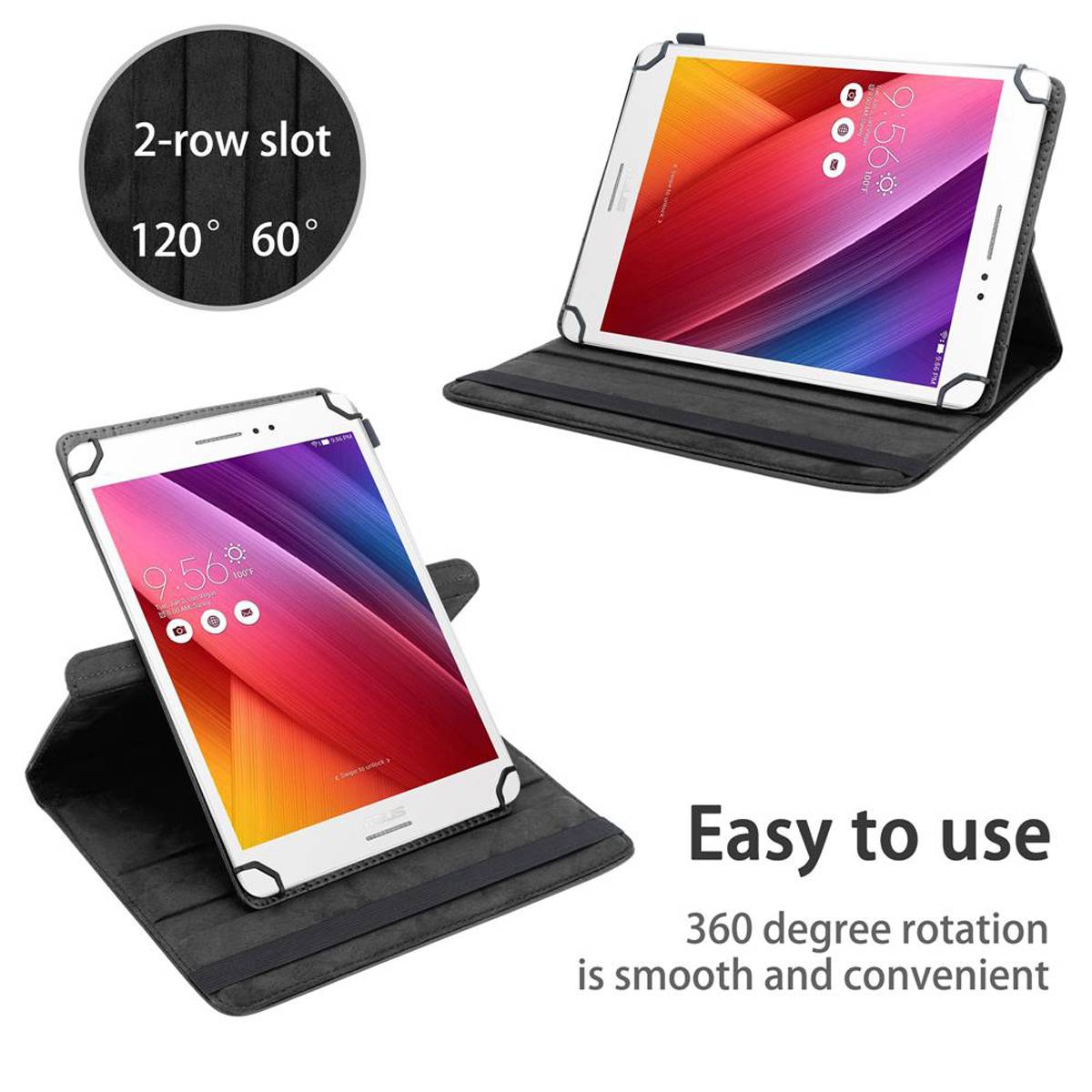 Cadorabo Hülle für Asus ZenPad S (8.0 Zoll) Schutzhülle in Schwarz 360 Grad Tablet Hülle Etui Cover Case