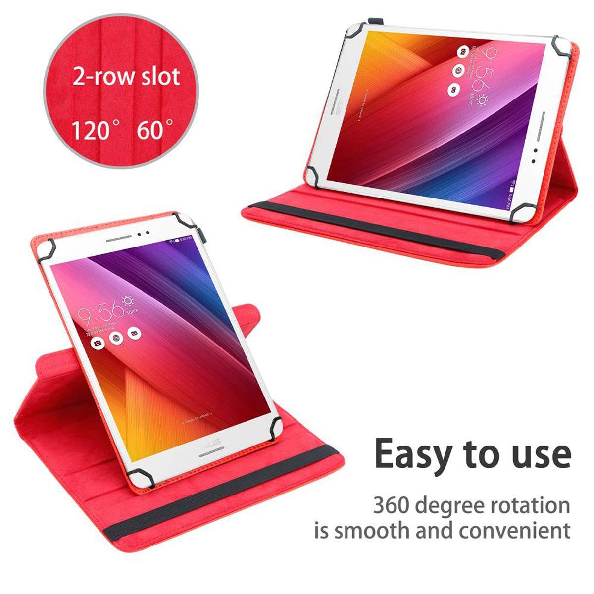 Cadorabo Hülle für Asus ZenPad S (8.0 Zoll) Schutzhülle in Rot 360 Grad Tablet Hülle Etui Cover Case