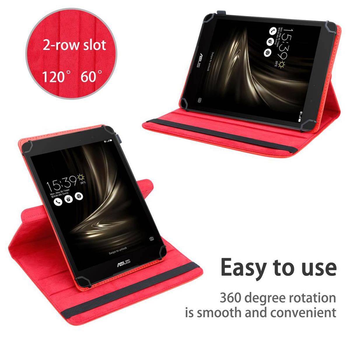 Cadorabo Hülle für Asus Zenpad 3 (8.0 Zoll) Schutzhülle in Rot 360 Grad Tablet Hülle Etui Cover Case