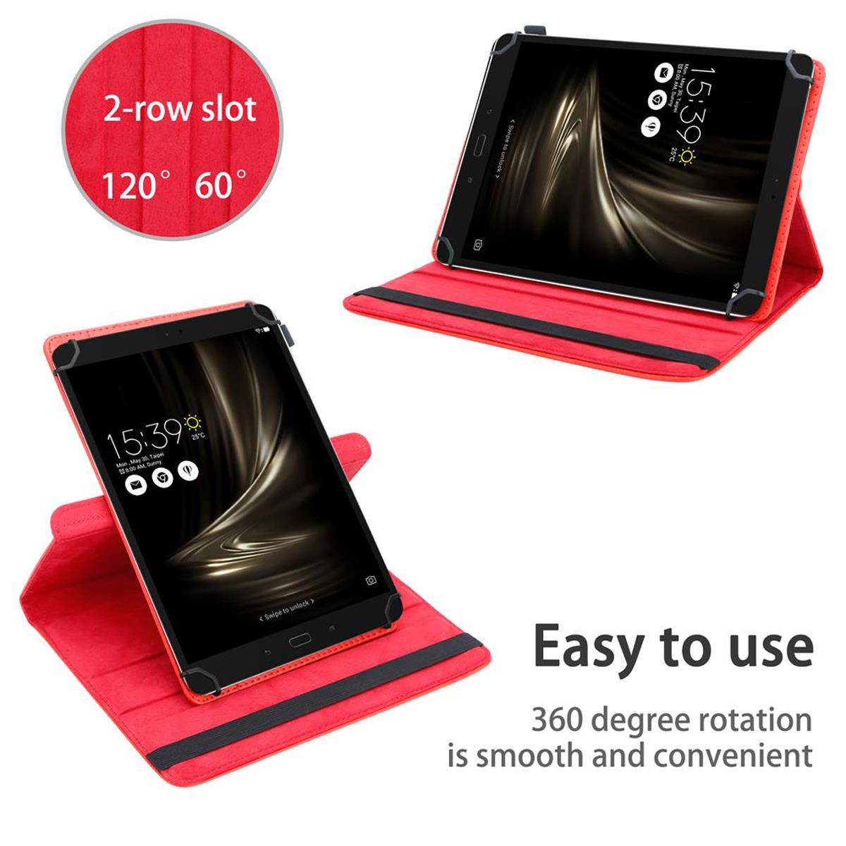 Cadorabo Hülle für Asus ZenPad 3S 10 (9.7 Zoll) Schutzhülle in Rot 360 Grad Tablet Hülle Etui Cover Case