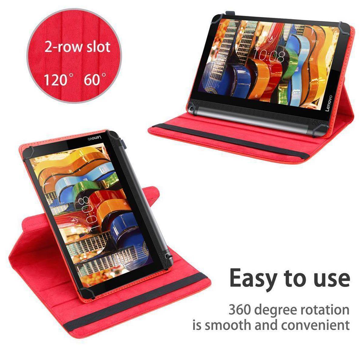 Cadorabo Hülle für Lenovo Yoga Tab 3 10 (10.1 Zoll) Schutzhülle in Rot 360 Grad Tablet Hülle Etui Cover Case