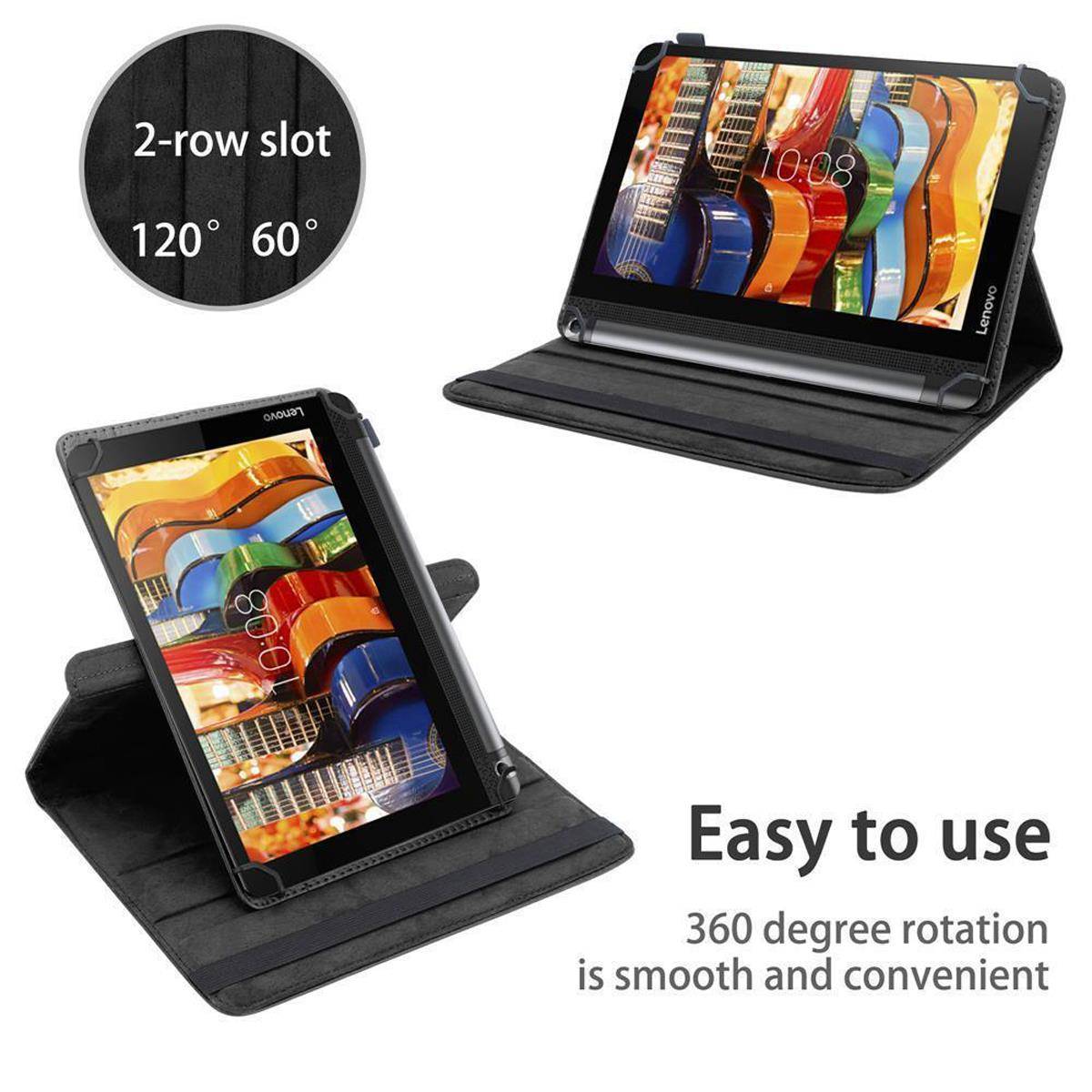 Cadorabo Hülle für Lenovo Yoga Tab 3 PLUS (10.1 Zoll) Schutzhülle in Schwarz 360 Grad Tablet Hülle Etui Cover Case