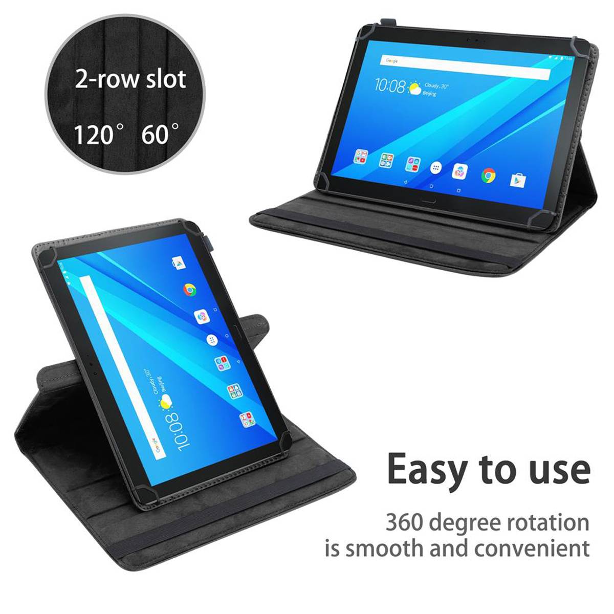 Cadorabo Hülle für Lenovo Tab 4 10 PLUS (10.1 Zoll) Schutzhülle in Schwarz 360 Grad Tablet Hülle Etui Cover Case
