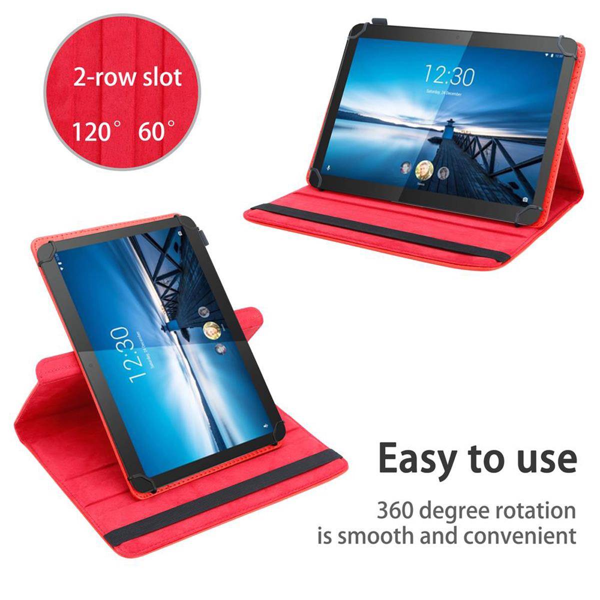 Cadorabo Hülle für Lenovo Tab 4 10 (10.1 Zoll) Schutzhülle in Rot 360 Grad Tablet Hülle Etui Cover Case