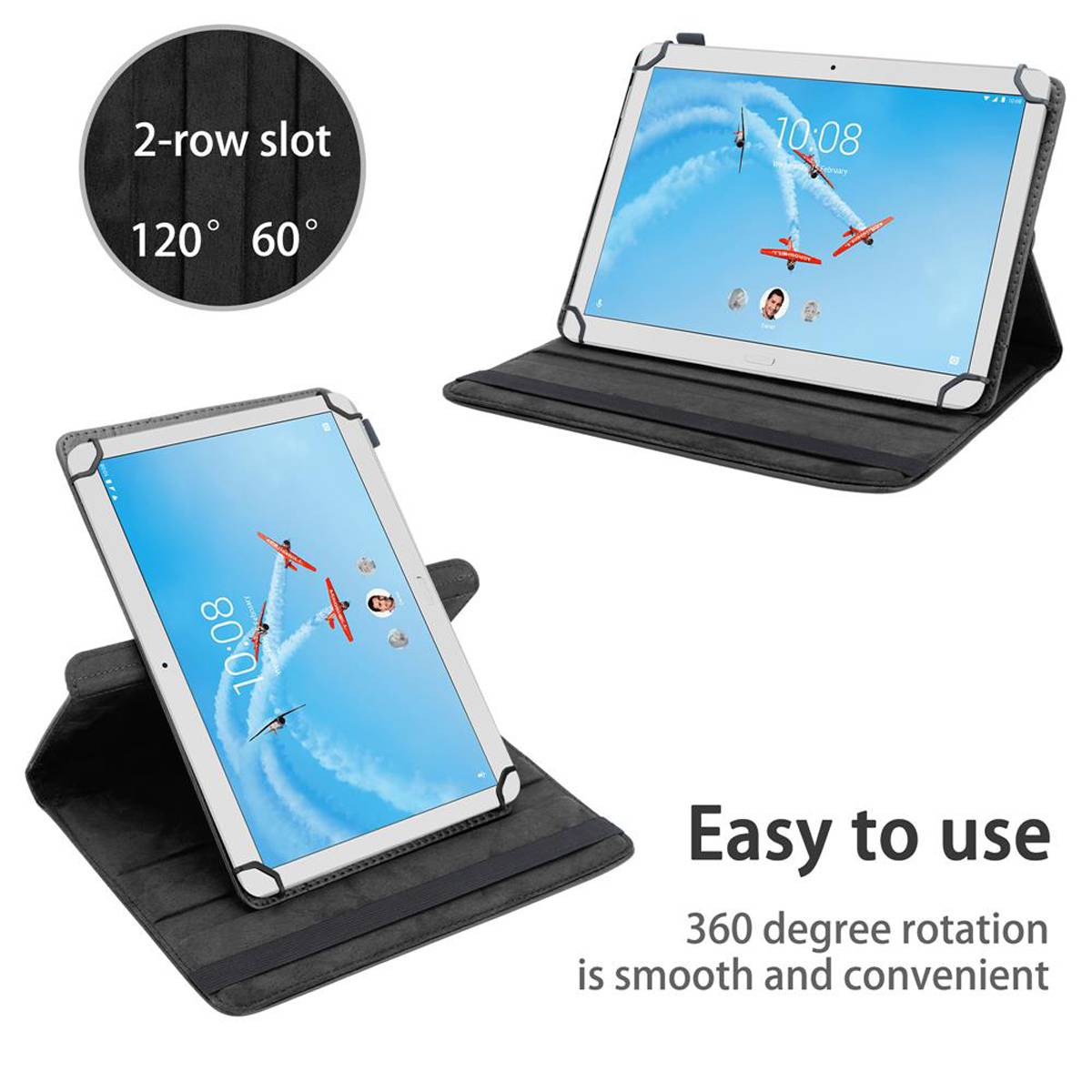 Cadorabo Hülle für Lenovo Tab P10 (10.1 Zoll) Schutzhülle in Schwarz 360 Grad Tablet Hülle Etui Cover Case