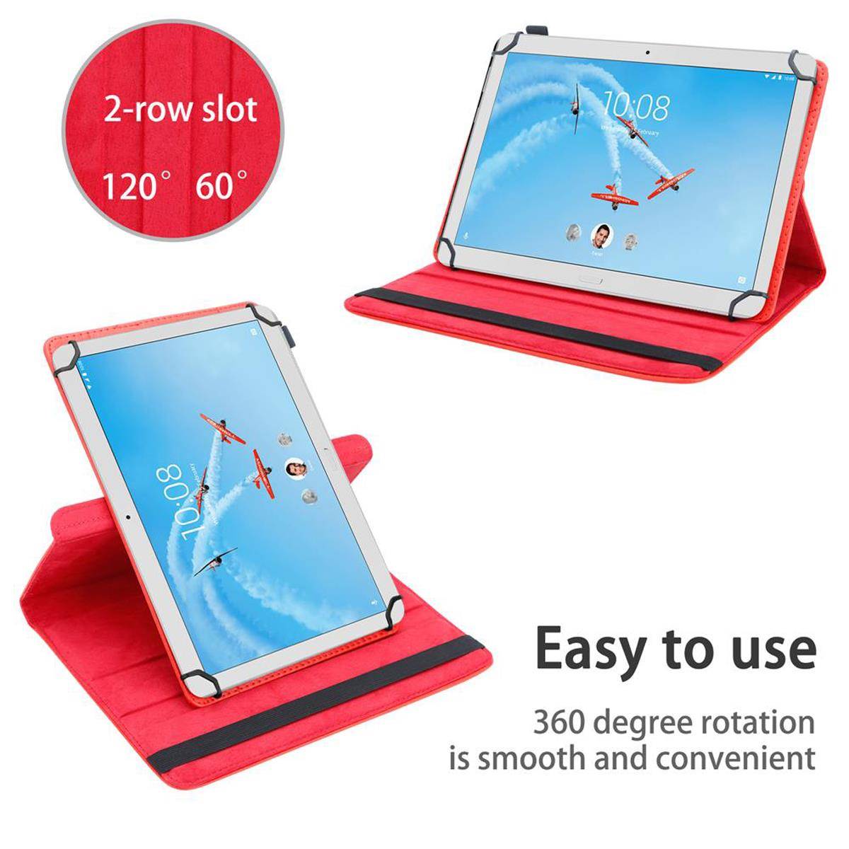 Cadorabo Hülle für Lenovo Tab P10 (10.1 Zoll) Schutzhülle in Rot 360 Grad Tablet Hülle Etui Cover Case