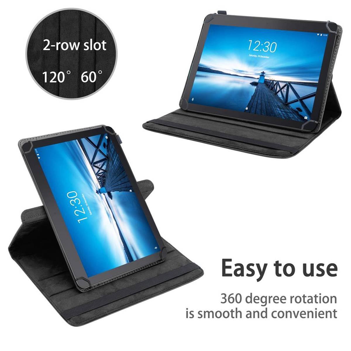 Cadorabo Hülle für Lenovo Tab E10 (10.1) Schutzhülle in Schwarz 360 Grad Tablet Hülle Etui Cover Case