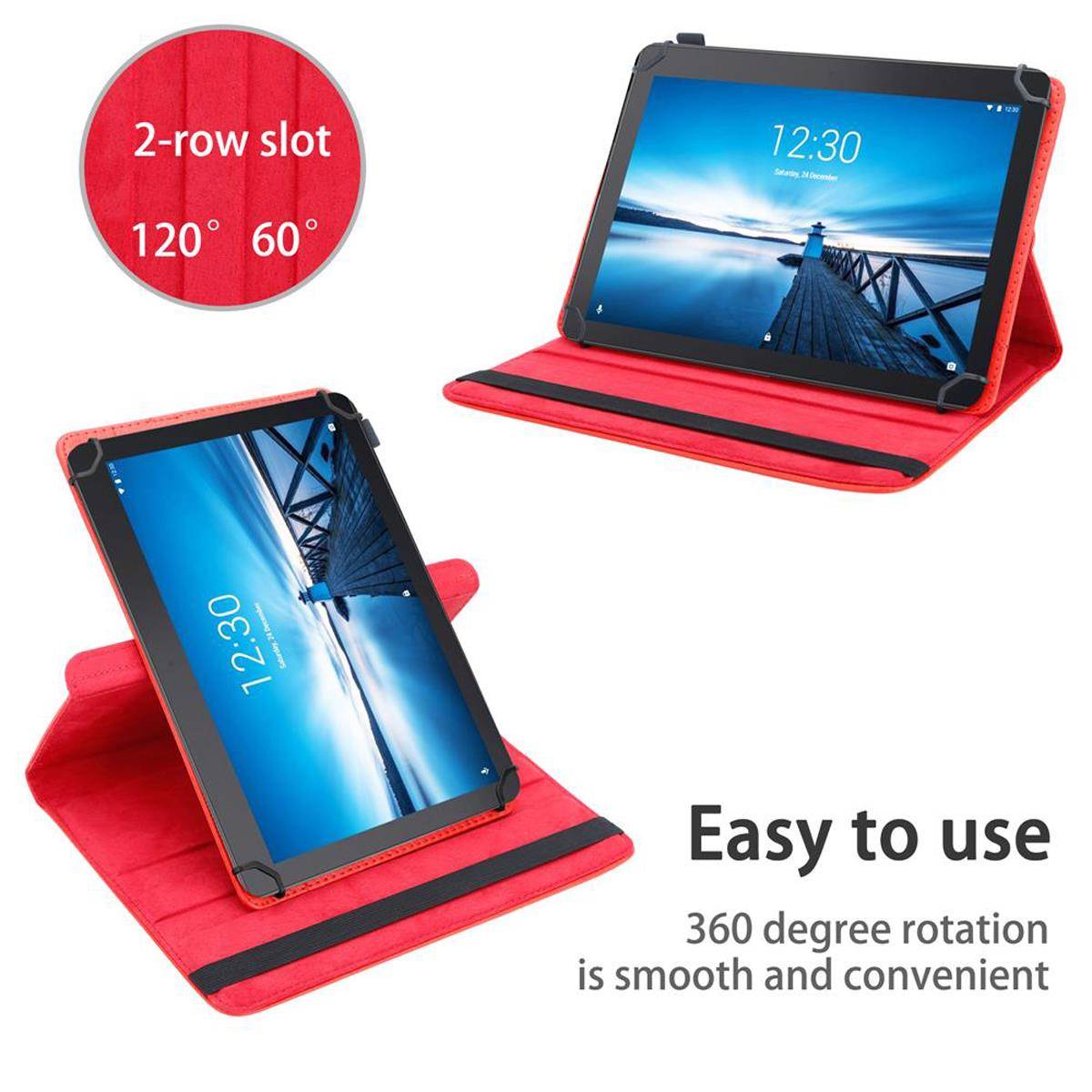Cadorabo Hülle für Lenovo Tab E10 (10.1) Schutzhülle in Rot 360 Grad Tablet Hülle Etui Cover Case