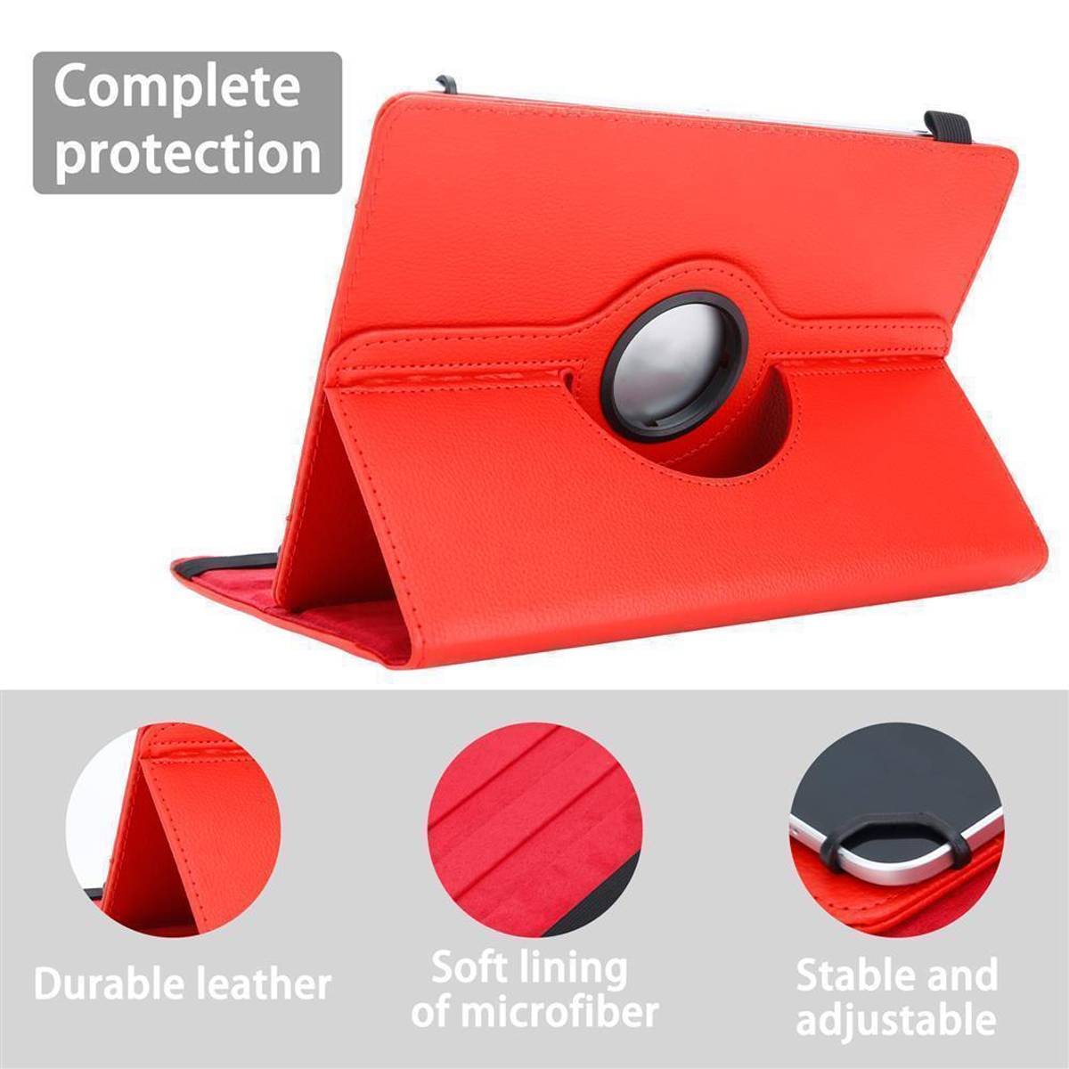 Cadorabo Hülle für Lenovo Tab E10 (10.1) Schutzhülle in Rot 360 Grad Tablet Hülle Etui Cover Case