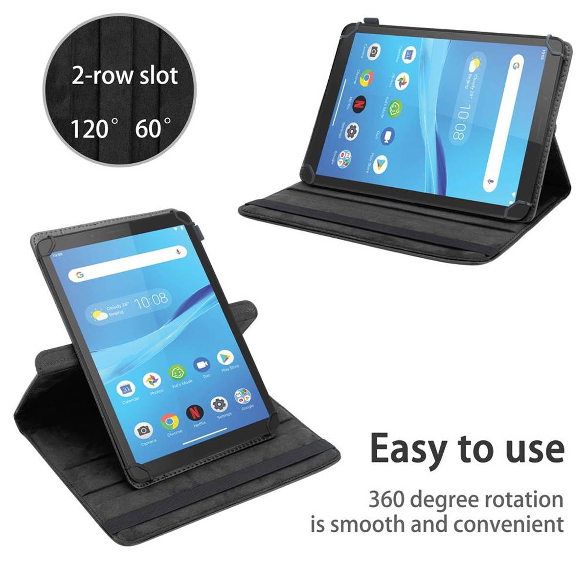 Cadorabo Hülle für Lenovo Tab M7 (7 Zoll) Schutzhülle in Schwarz 360 Grad Tablet Hülle Etui Cover Case