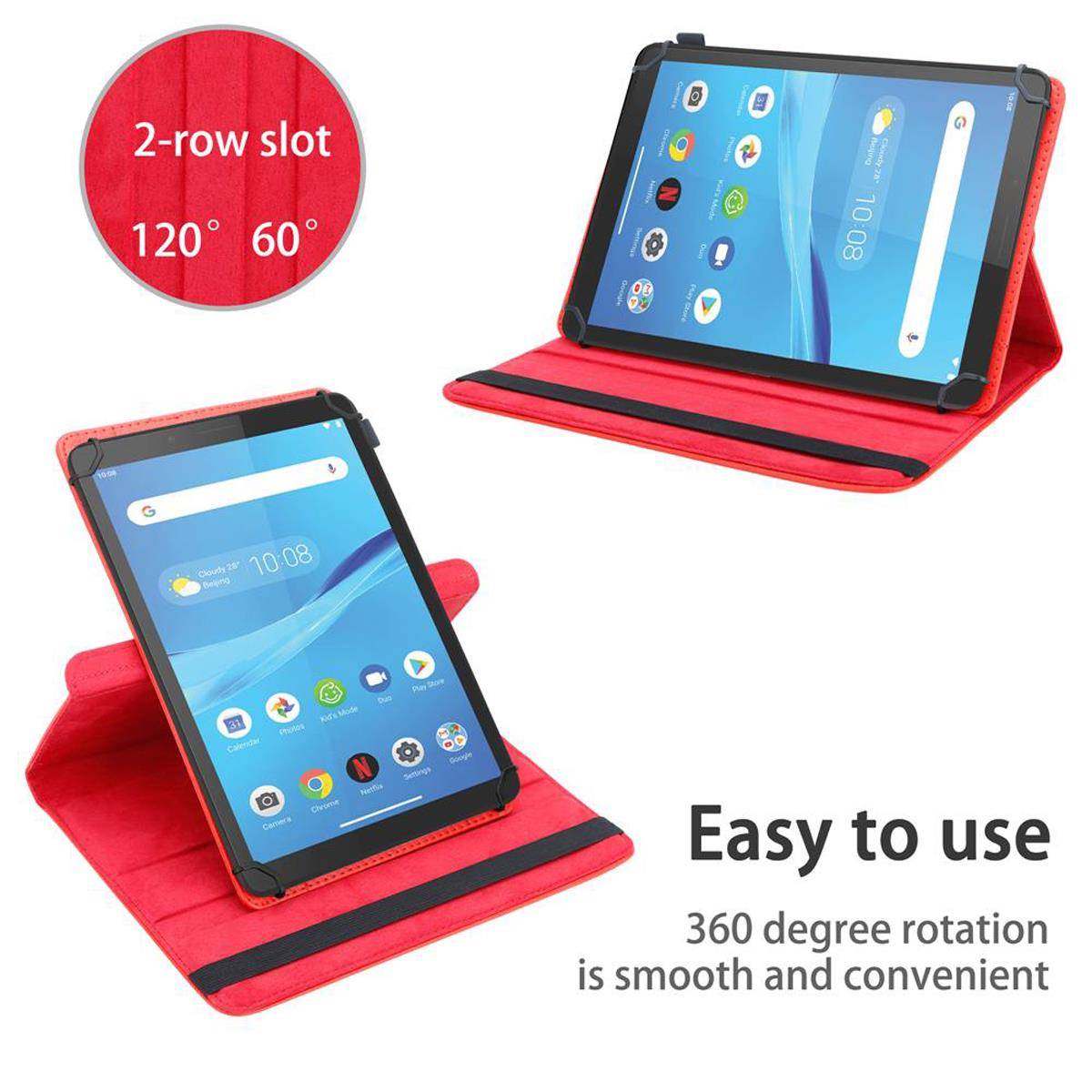 Cadorabo Hülle für Lenovo Tab M7 (7 Zoll) Schutzhülle in Rot 360 Grad Tablet Hülle Etui Cover Case
