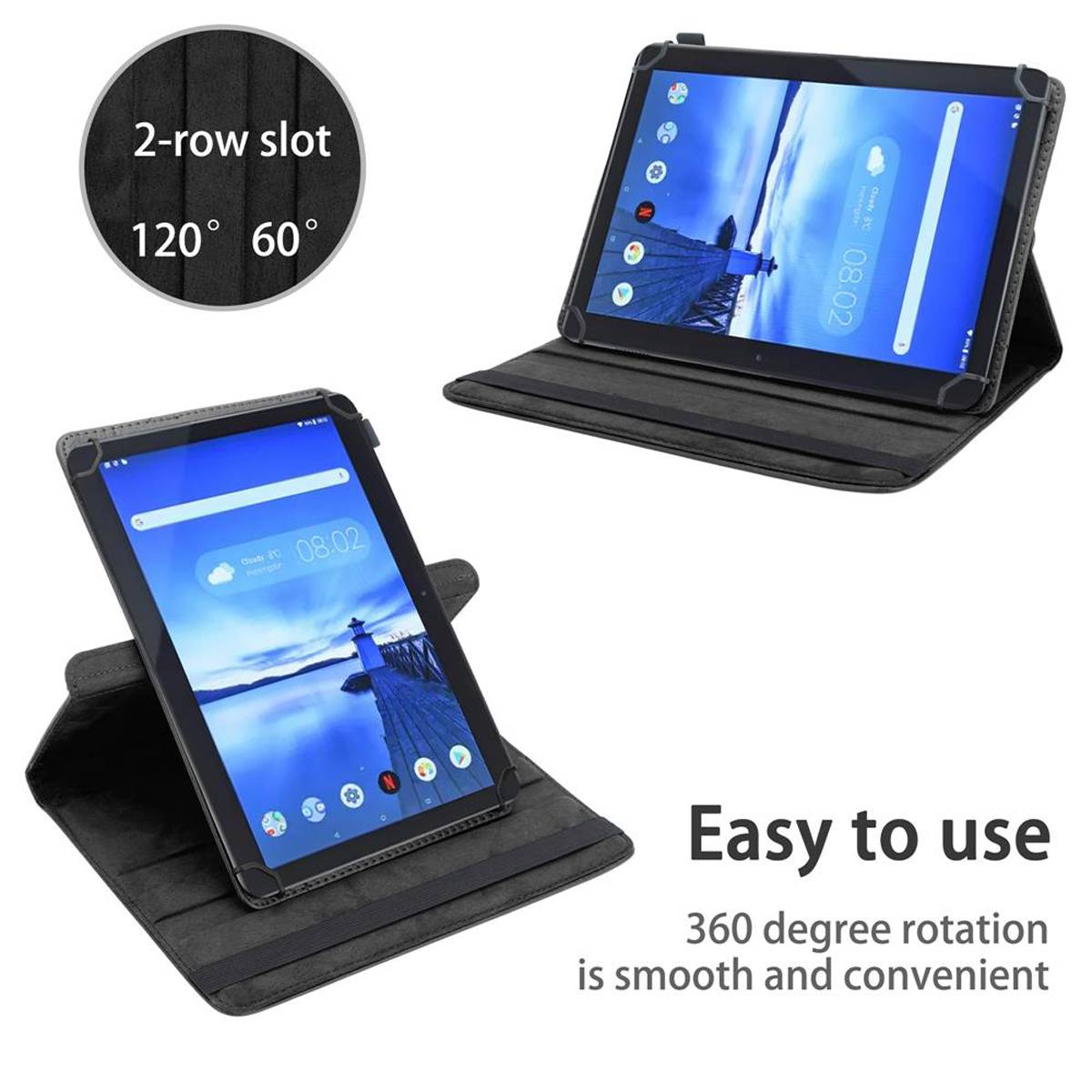 Cadorabo Hülle für Lenovo Tab M10 (10.1 Zoll) TB-X505F Schutzhülle in Schwarz 360 Grad Tablet Hülle Etui Cover Case