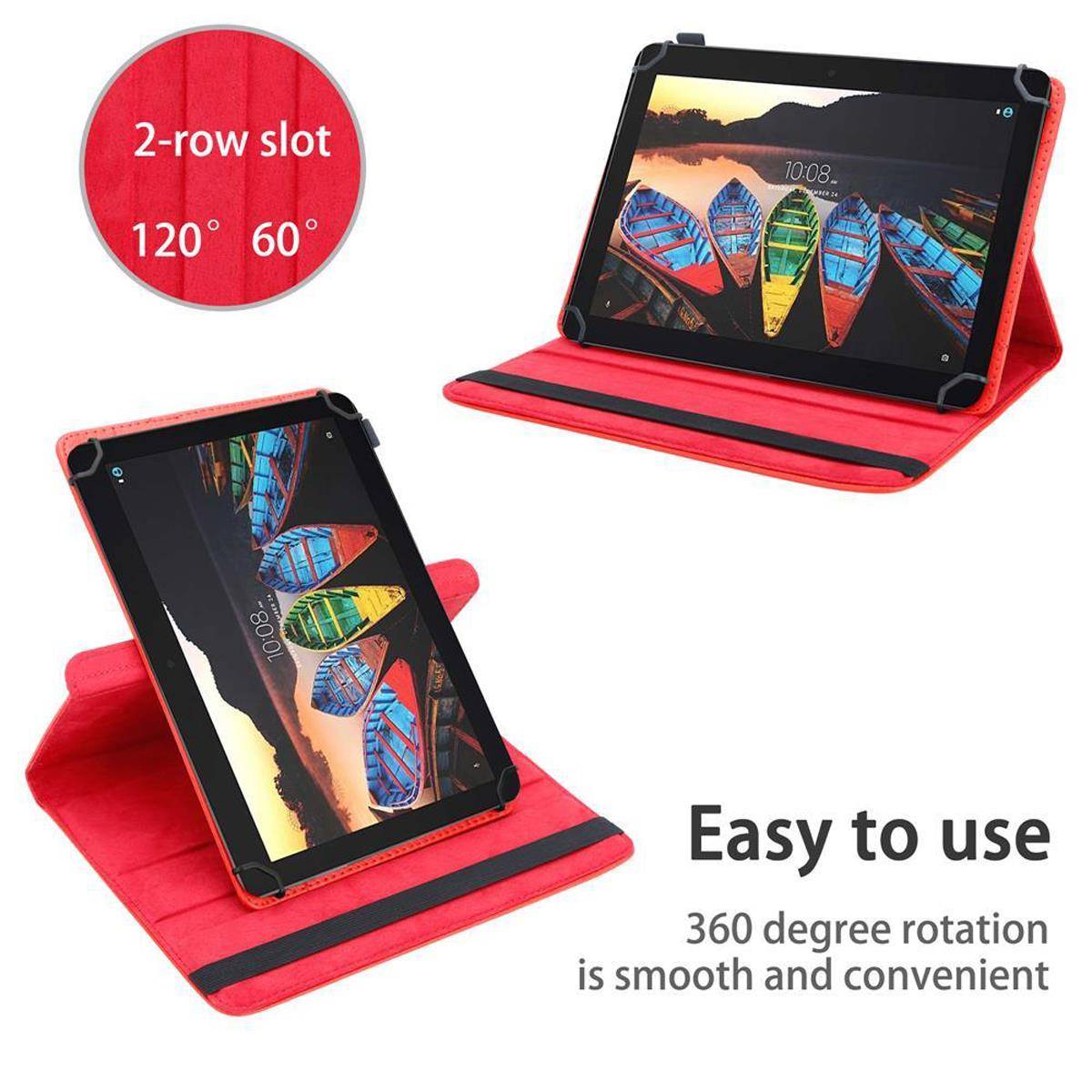 Cadorabo Hülle für Lenovo Smart Tab (10.1 Zoll) Schutzhülle in Rot 360 Grad Tablet Hülle Etui Cover Case
