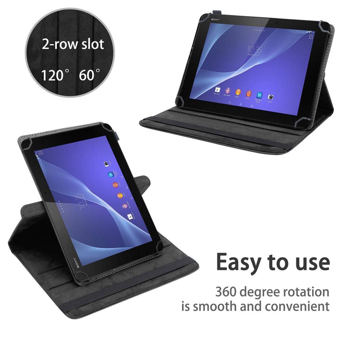 Cadorabo Hülle für Sony Xperia Tablet Z2 (10.1 Zoll) Schutzhülle in Schwarz 360 Grad Tablet Hülle Etui Cover Case