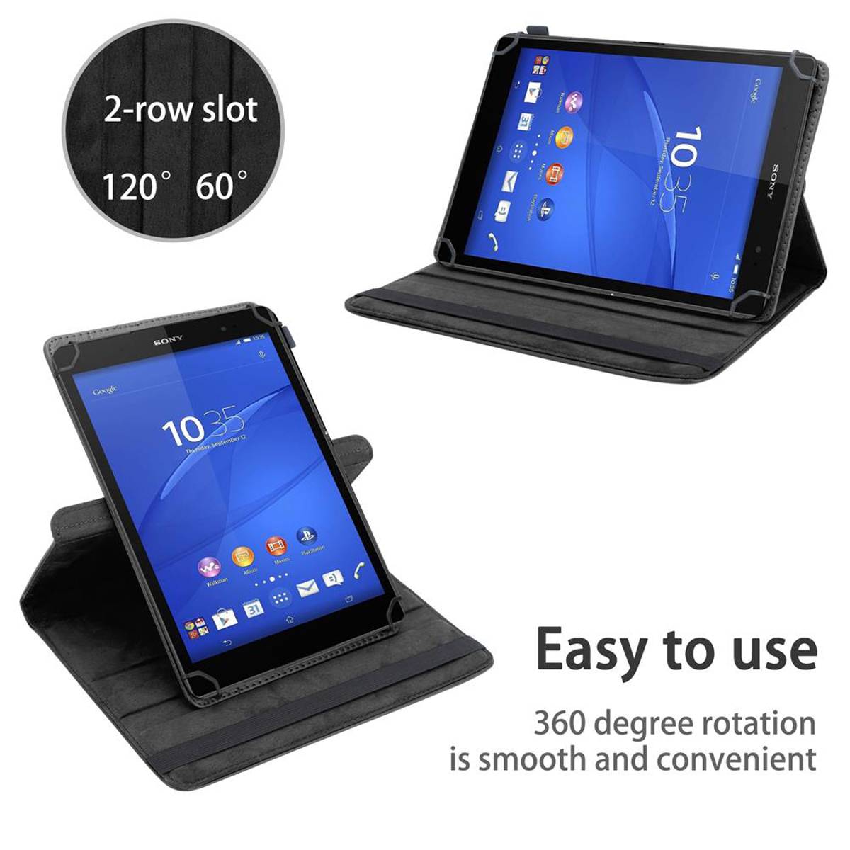 Cadorabo Hülle für Sony Xperia Tablet Z3 COMPACT (8 Zoll) Schutzhülle in Schwarz 360 Grad Tablet Hülle Etui Cover Case