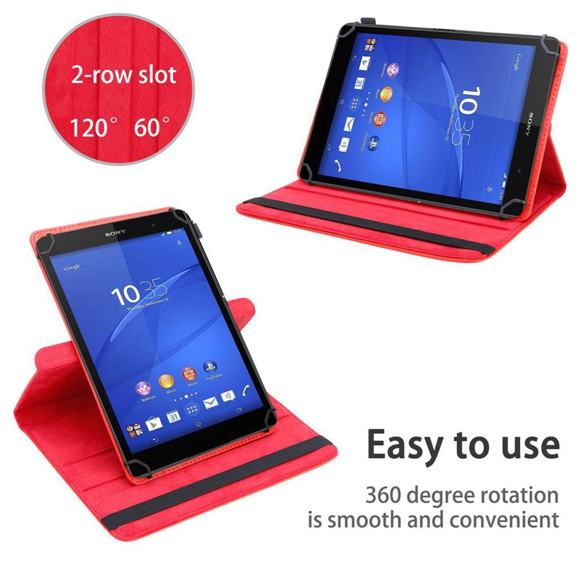 Cadorabo Hülle für Sony Xperia Tablet Z3 COMPACT (8 Zoll) Schutzhülle in Rot 360 Grad Tablet Hülle Etui Cover Case