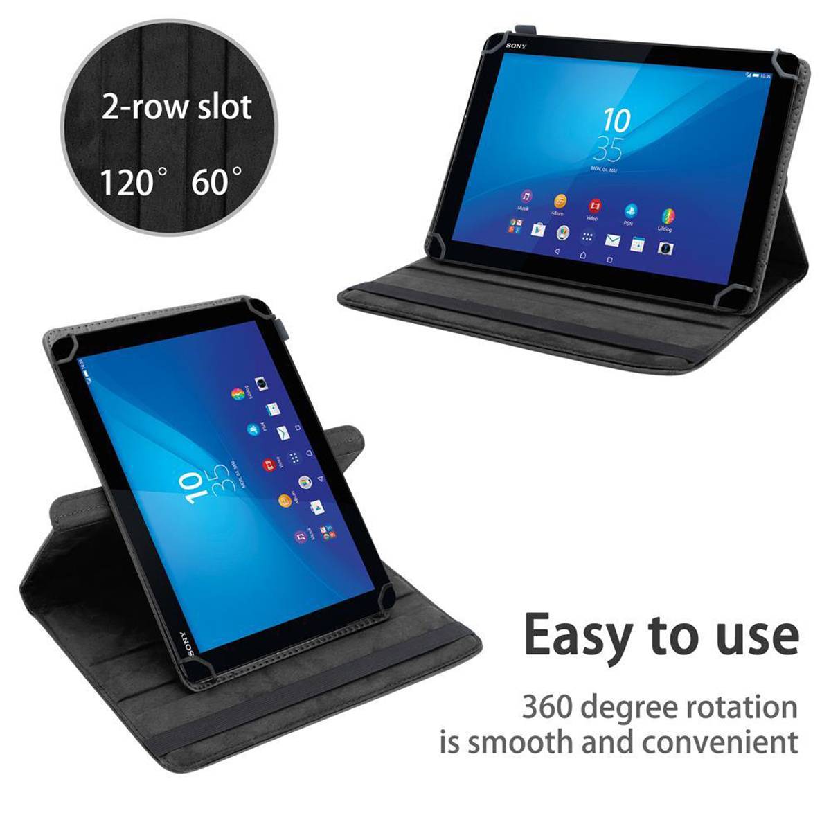Cadorabo Hülle für Sony Xperia Tablet Z4 (10.1 Zoll) Schutzhülle in Schwarz 360 Grad Tablet Hülle Etui Cover Case