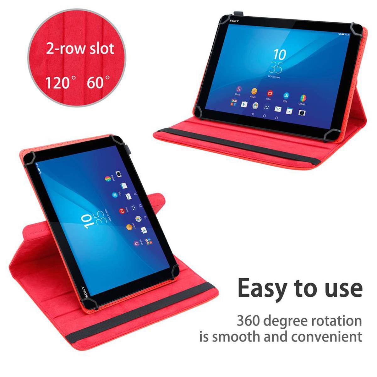 Cadorabo Hülle für Sony Xperia Tablet Z4 (10.1 Zoll) Schutzhülle in Rot 360 Grad Tablet Hülle Etui Cover Case