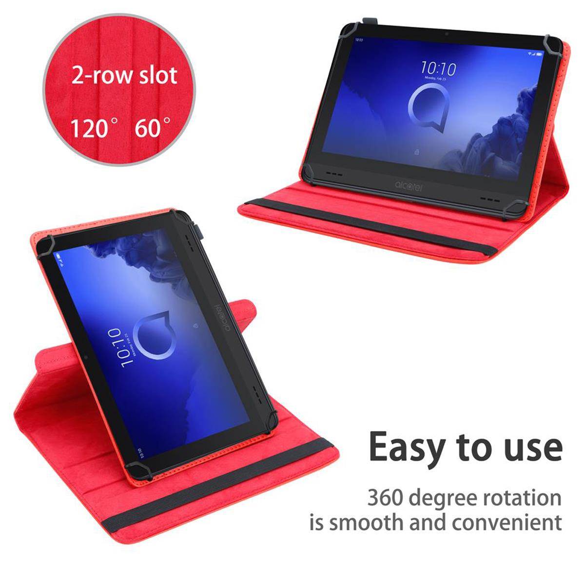 Cadorabo Hülle für Alcatel Smart Tab (7 Zoll) Schutzhülle in Rot 360 Grad Tablet Hülle Etui Cover Case