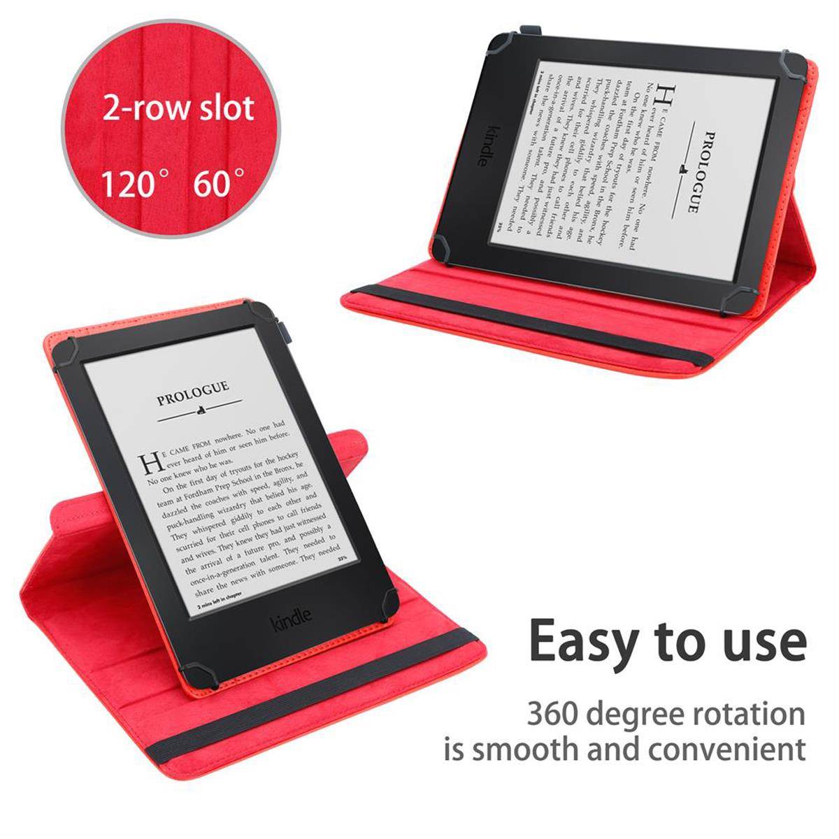 Cadorabo Hülle für Kindle Voyage 2014 (7. Gen.) Schutzhülle in Rot 360 Grad Tablet Hülle Etui Cover Case