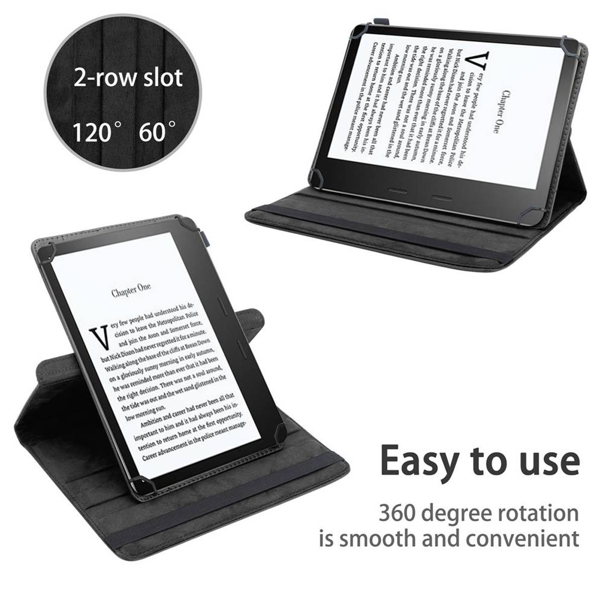 Cadorabo Hülle für Kindle Oasis 2016 (8. Gen.) Schutzhülle in Schwarz 360 Grad Tablet Hülle Etui Cover Case