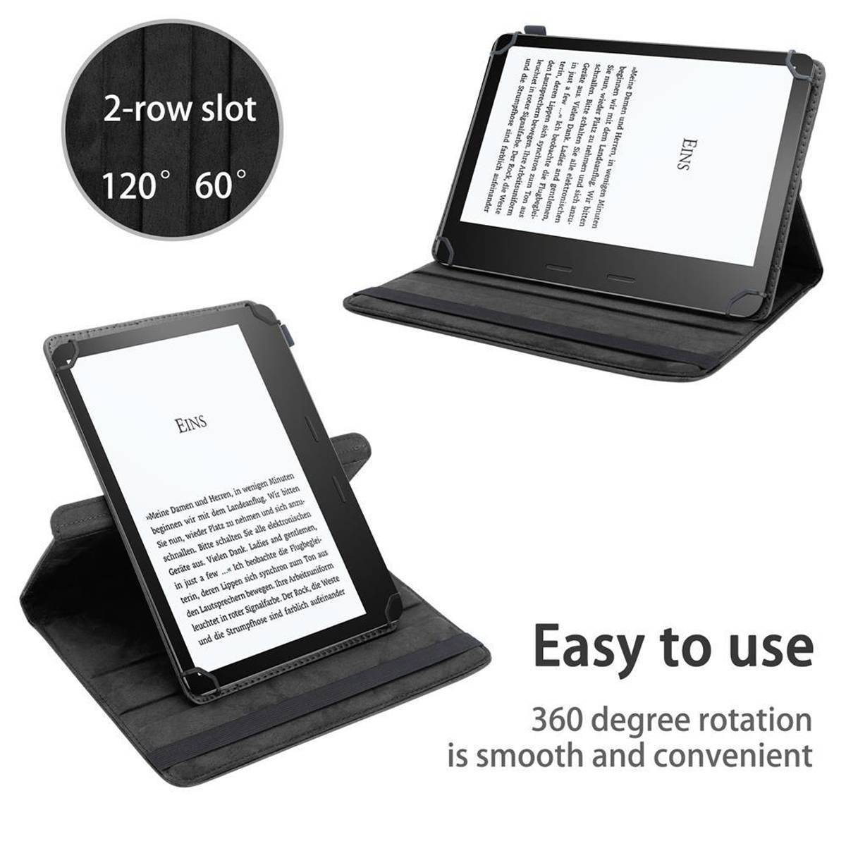 Cadorabo Hülle für Kindle Oasis 2019 (10. Gen.) Schutzhülle in Schwarz 360 Grad Tablet Hülle Etui Cover Case