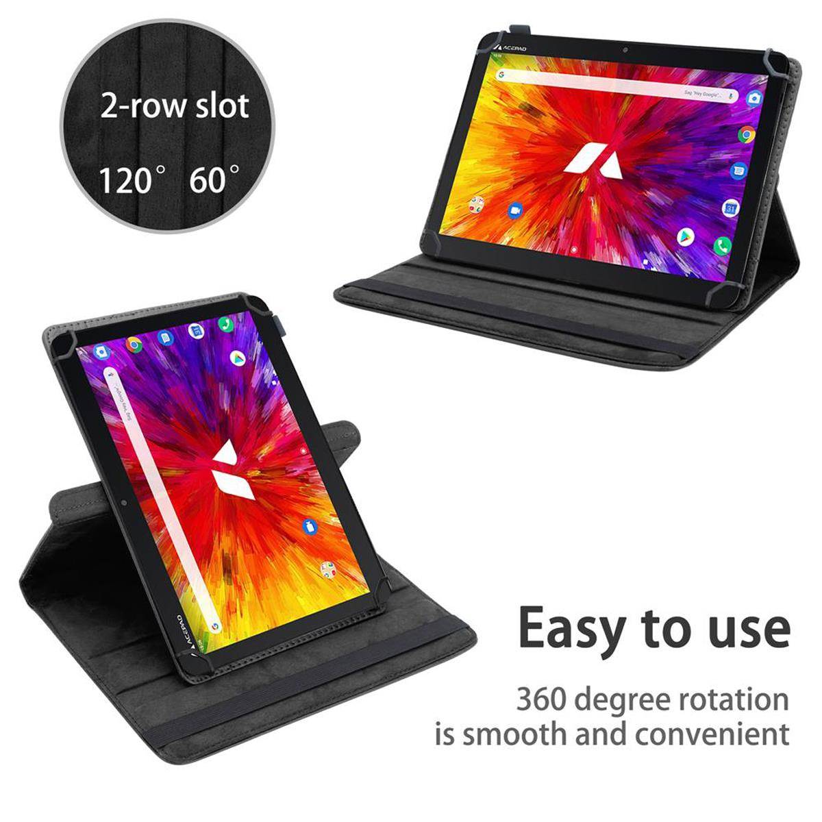 Cadorabo Hülle für Acepad A121 (10.1 Zoll) Schutzhülle in Schwarz 360 Grad Tablet Hülle Etui Cover Case